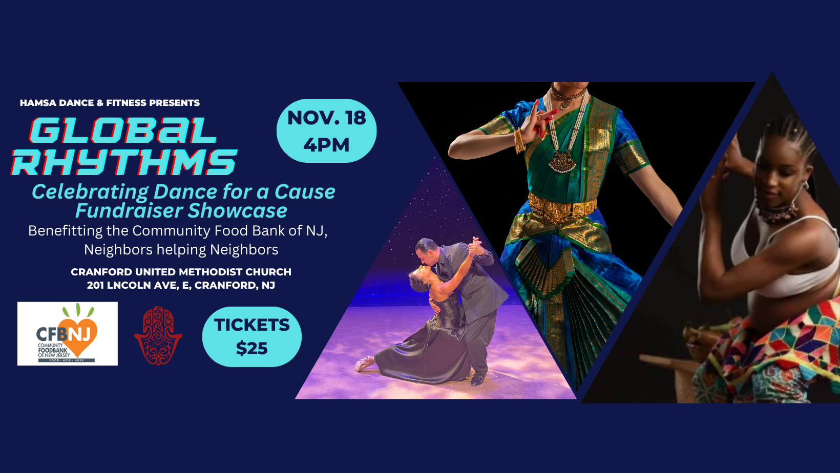 Global Rhythms: Dancing for a Cause - Benefitting the Community Food Bank of New Jersey