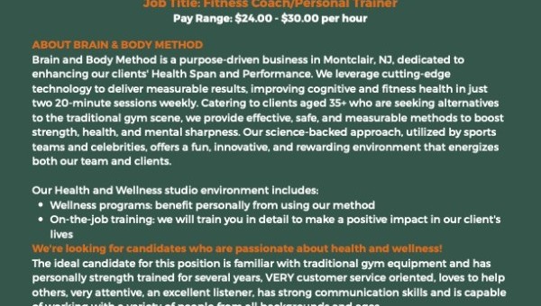 Brain and Body Method Fitness Coach/Personal Trainer