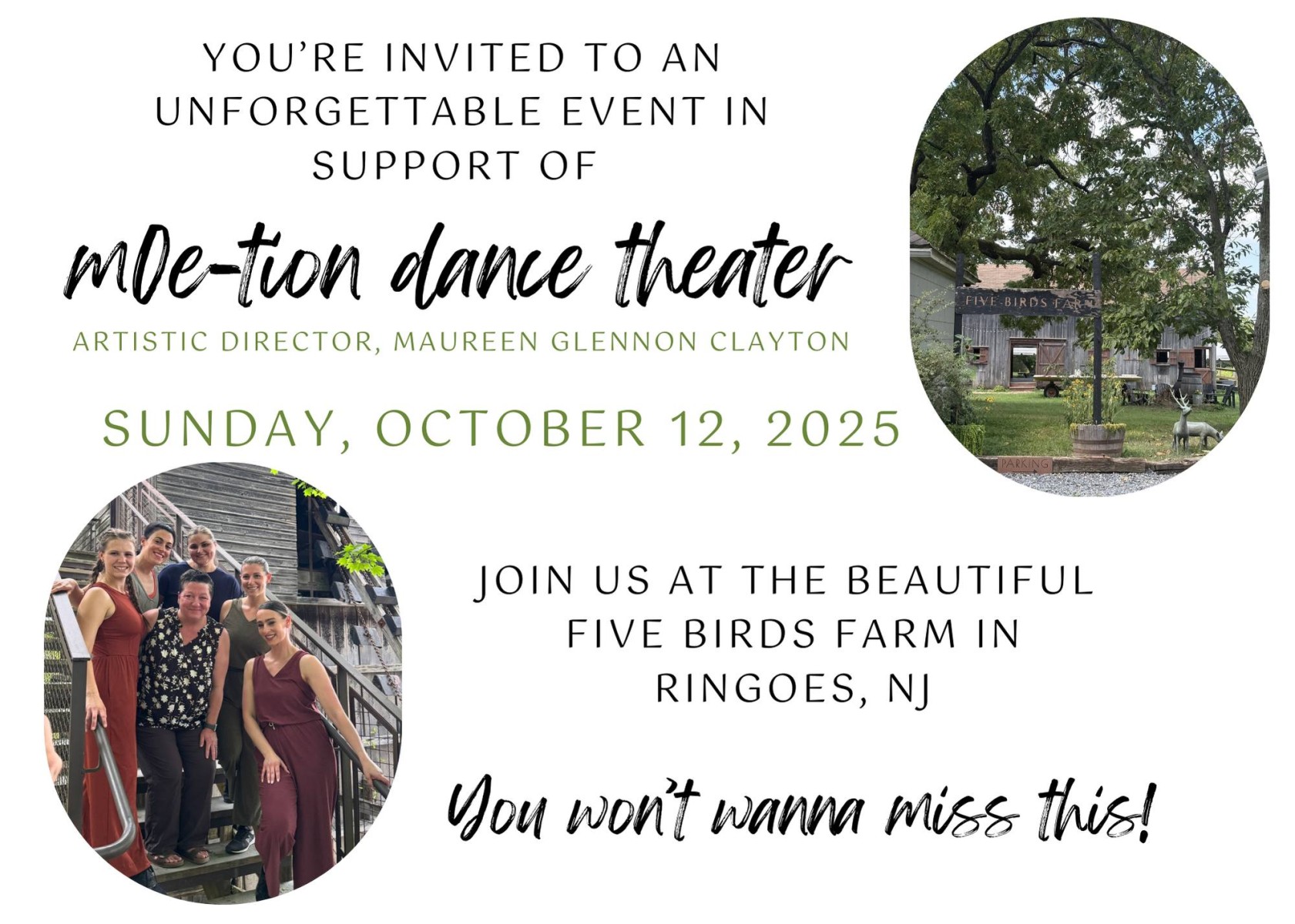 moe-tion dance theater at Five Birds Farm
