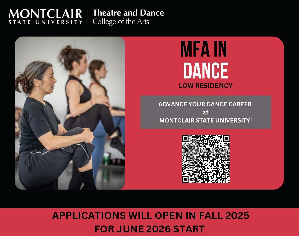 Applications now open for the Low Residency MFA in Dance at Montclair State University!