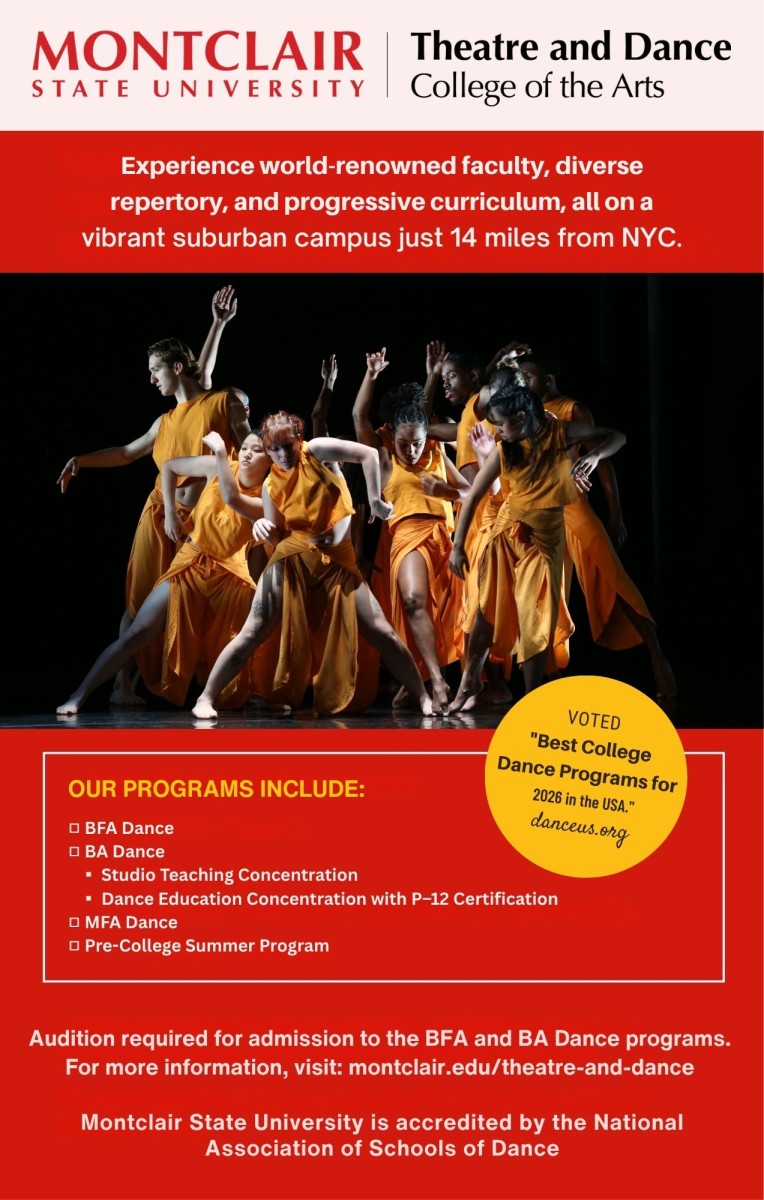 Montclair State University BFA & BA Dance Auditions for 2027-28